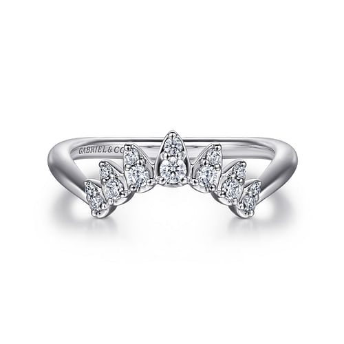 Curved-14K White Gold Diamond Anniversary Band