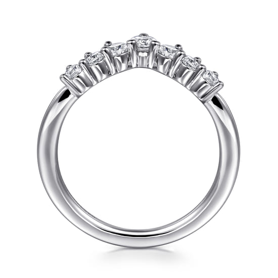 Curved-14K White Gold Diamond Anniversary Band angle 2