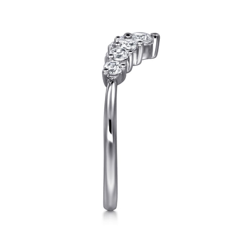 Curved-14K White Gold Diamond Anniversary Band