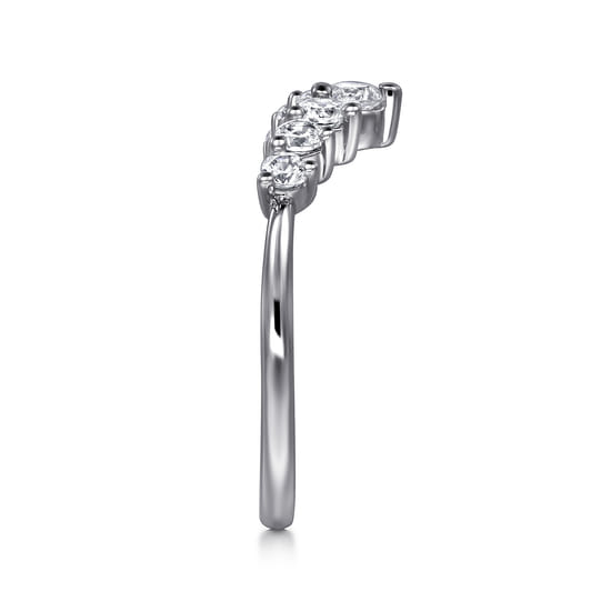 Curved-14K White Gold Diamond Anniversary Band angle 4