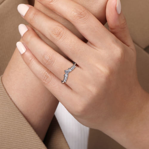 Curved-14K White Gold Diamond Anniversary Band