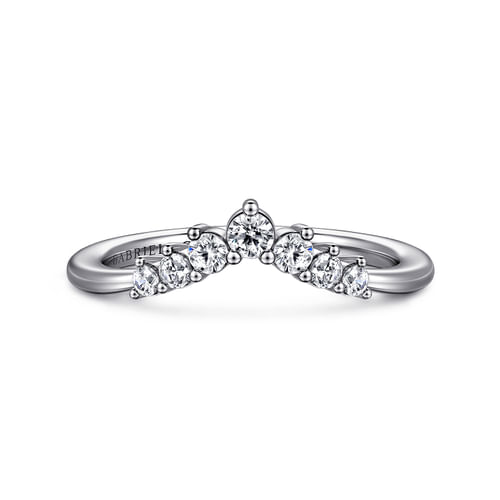 Curved-14K White Gold Diamond Anniversary Band