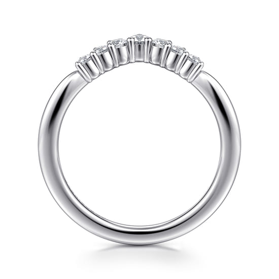 Curved-14K White Gold Diamond Anniversary Band angle 2