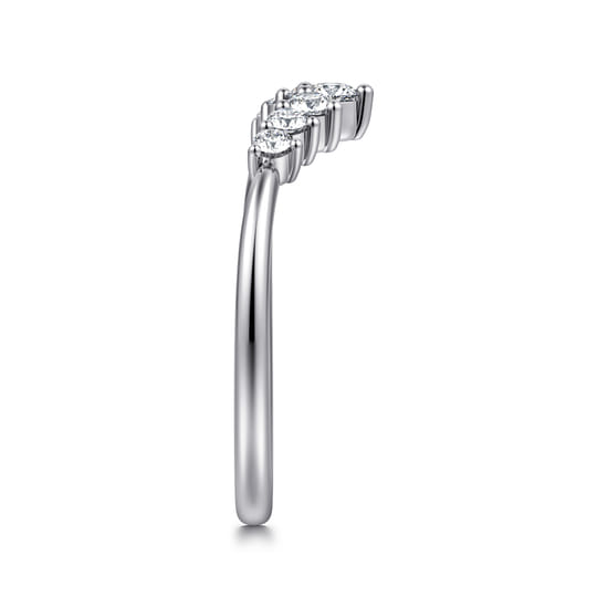 Curved-14K White Gold Diamond Anniversary Band angle 4