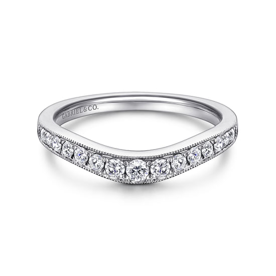 Gabriel - Curved 14K White Gold Diamond Wedding Band