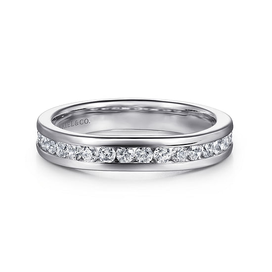 Gabriel - Curved 14K White Gold Diamond Wedding Band