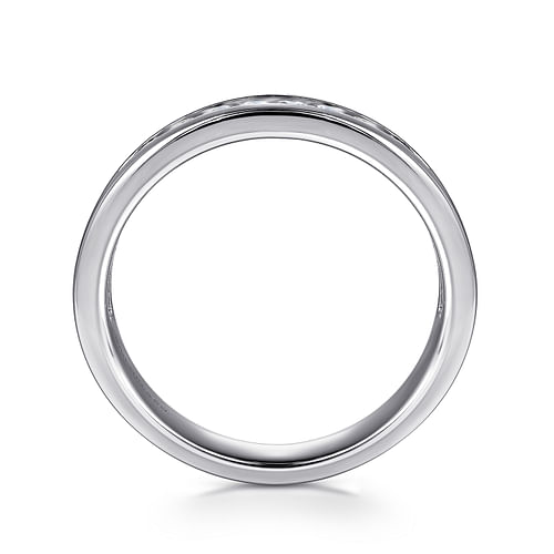 Curved 14K White Gold Diamond Wedding Band