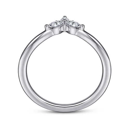 Curved 14K White Gold Marquise and Round Diamond Anniversary Band