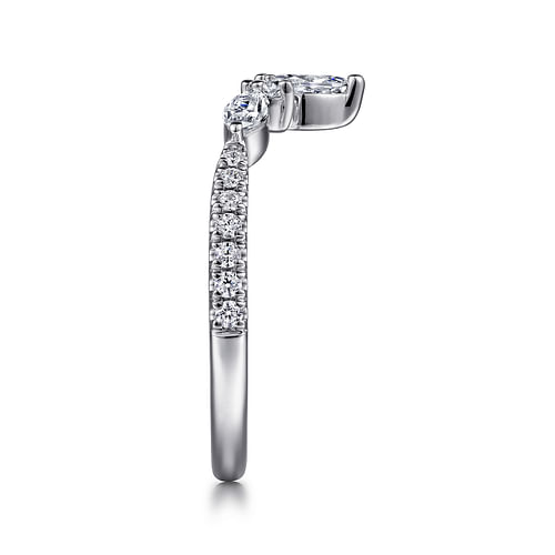 Curved 14K White Gold Marquise and Round Diamond Anniversary Band