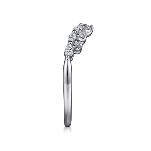 Curved 14K White Gold Marquise and Round Diamond Anniversary Band