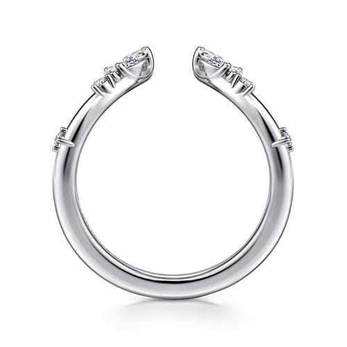 Curved 14K White Gold Marquise and Round Open Diamond Anniversary Band Curved 14K White Gold Marquise and Round Open Diamond Anniversary Band