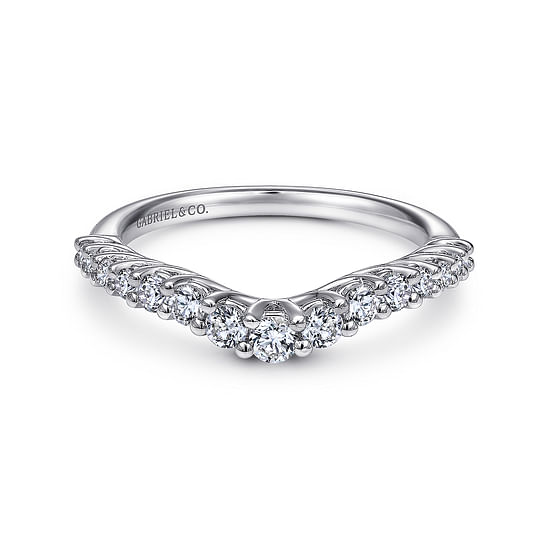 Gabriel - Curved 14K White Gold Shared Prong Diamond Wedding Band