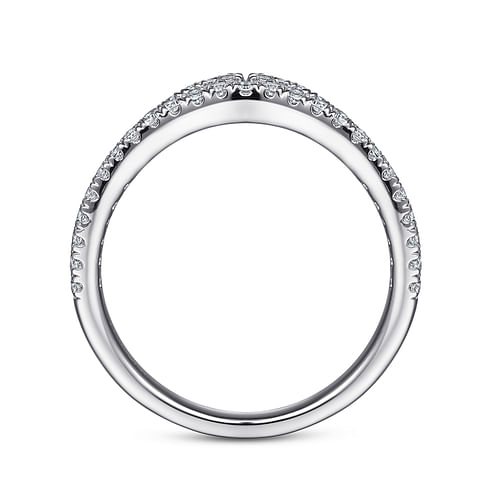 Curved 14K White Gold Twisted Diamond Anniversary Band