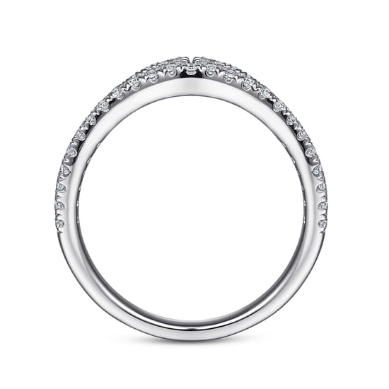 Curved 14K White Gold Twisted Diamond Anniversary Band angle 2