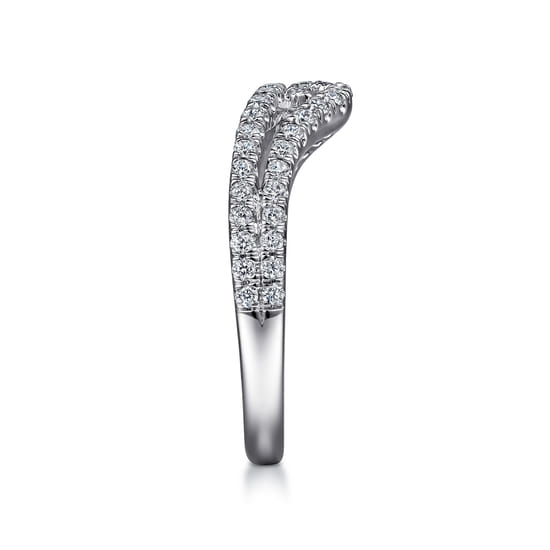 Curved 14K White Gold Twisted Diamond Anniversary Band angle 4