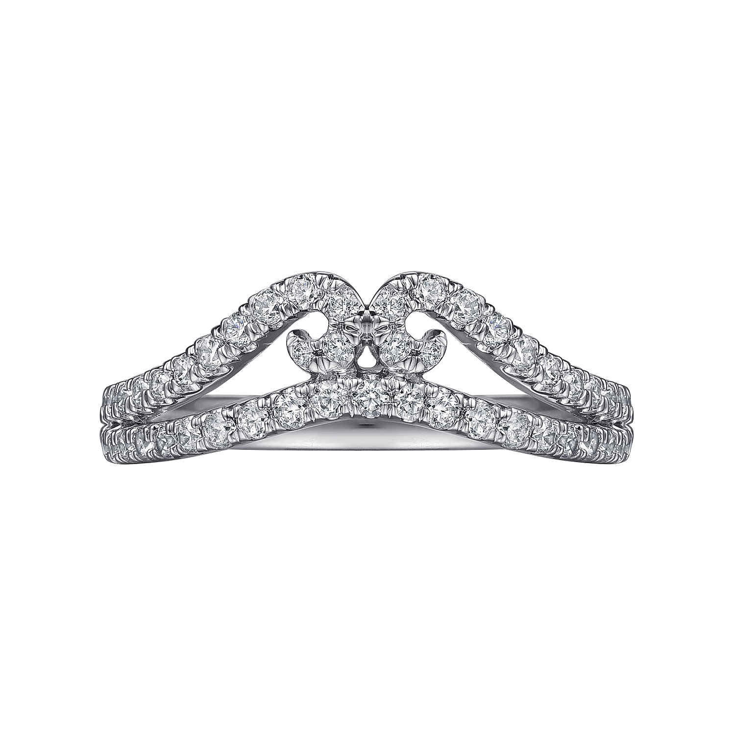 Curved 14K White Gold Twisted Diamond Anniversary Band