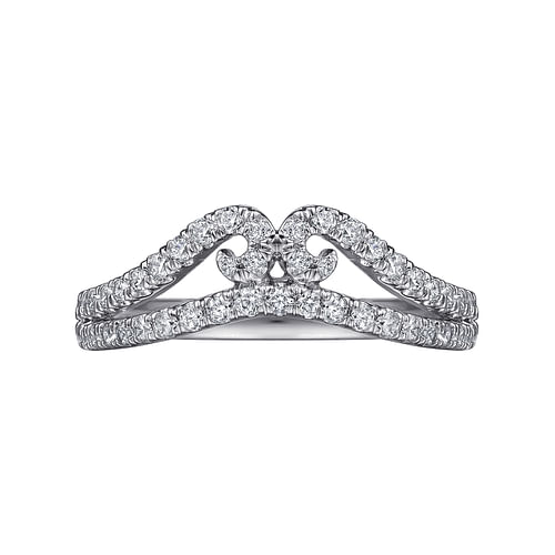 Curved 14K White Gold Twisted Diamond Anniversary Band