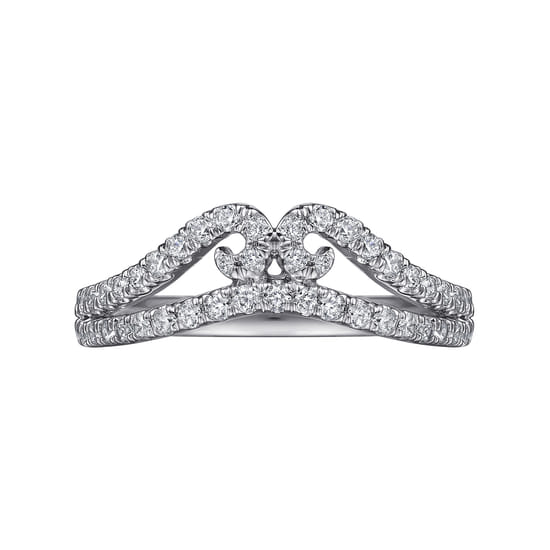 Curved 14K White Gold Twisted Diamond Anniversary Band angle 6