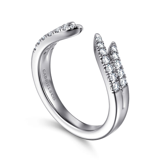 Curved 14K White Gold U Setting Diamond Open Anniversary Band angle 3 Curved 14K White Gold U Setting Diamond Open Anniversary Band angle 3