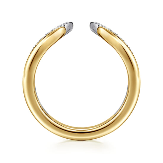 Curved 14K White-Yellow Gold U Setting Diamond Open Anniversary Band angle 2 Curved 14K White-Yellow Gold U Setting Diamond Open Anniversary Band angle 2