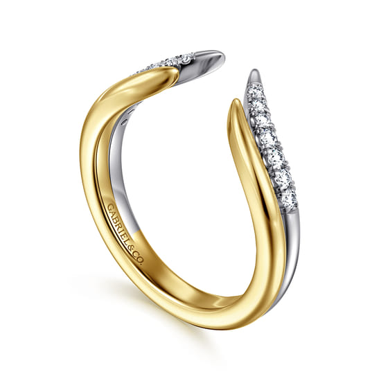 Curved 14K White-Yellow Gold U Setting Diamond Open Anniversary Band angle 3 Curved 14K White-Yellow Gold U Setting Diamond Open Anniversary Band angle 3