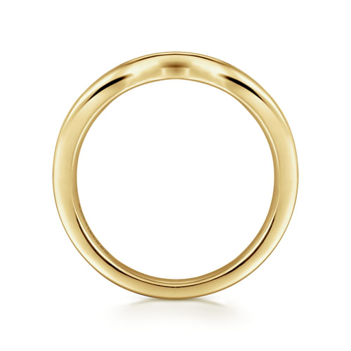 Curved 14K Yellow Gold Channel Set Diamond Wedding Band