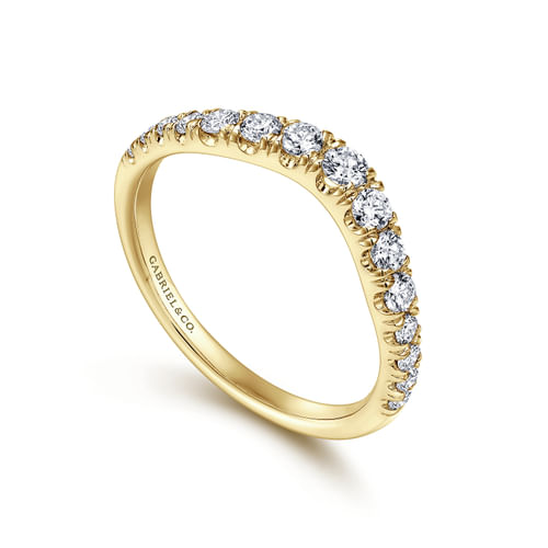 Curved-14K Yellow Gold Diamond Anniversary Band