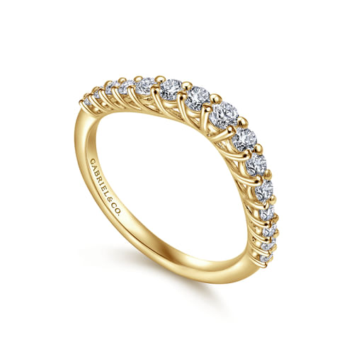 Curved-14K Yellow Gold Diamond Anniversary Band