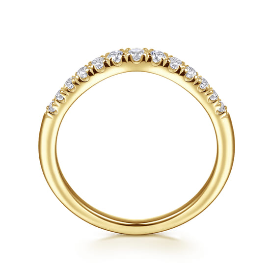 Curved-14K Yellow Gold Diamond Anniversary Band angle 2