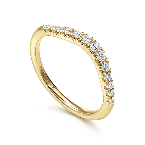 Curved-14K Yellow Gold Diamond Anniversary Band