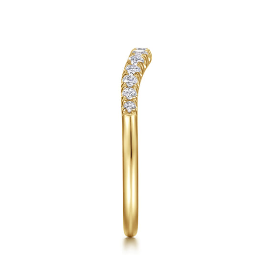 Curved-14K Yellow Gold Diamond Anniversary Band angle 4