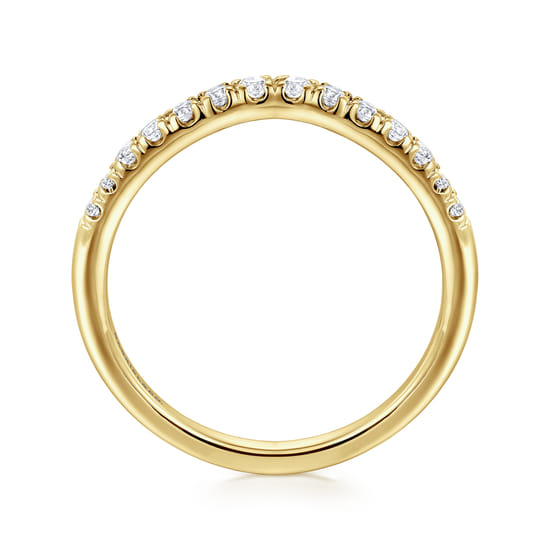 Curved-14K Yellow Gold Diamond Anniversary Band angle 2