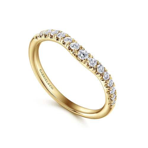 Curved-14K Yellow Gold Diamond Anniversary Band