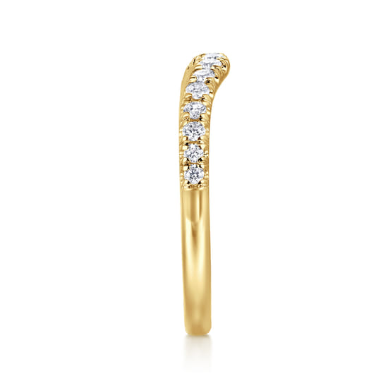 Curved-14K Yellow Gold Diamond Anniversary Band angle 4