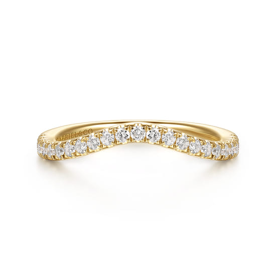 Gabriel - Curved 14K Yellow Gold Diamond Matching Wedding Band