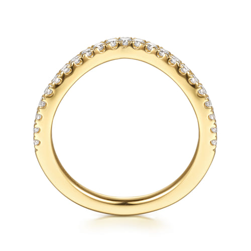 Curved 14K Yellow Gold Diamond Matching Wedding Band