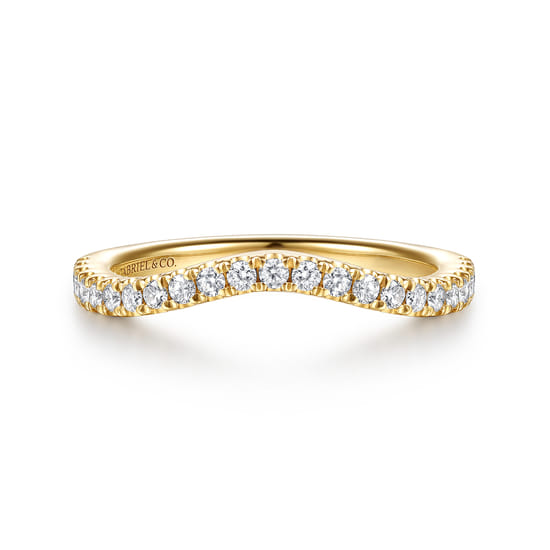 Gabriel - Curved 14K Yellow Gold Diamond Matching Wedding Band