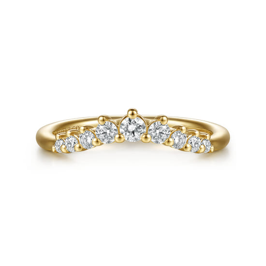 Gabriel - Curved 14K Yellow Gold Diamond Matching Wedding Band