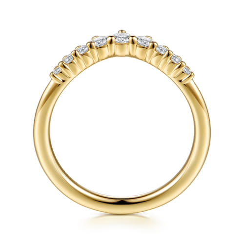 Curved 14K Yellow Gold Diamond Matching Wedding Band
