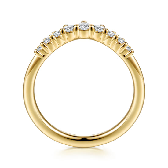 Curved 14K Yellow Gold Diamond Matching Wedding Band angle 2