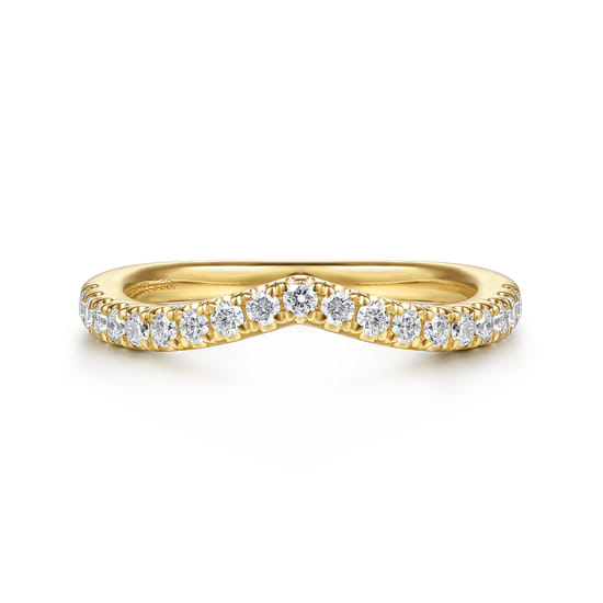 Gabriel - Curved 14K Yellow Gold Diamond Matching Wedding Band