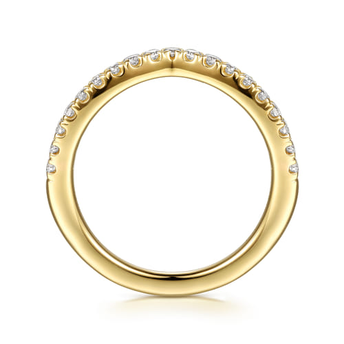 Curved 14K Yellow Gold Diamond Matching Wedding Band