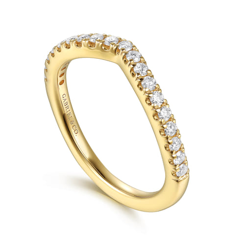 Curved 14K Yellow Gold Diamond Matching Wedding Band