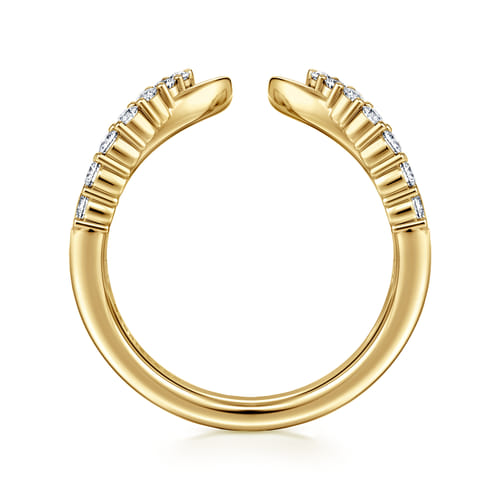 Curved 14K Yellow Gold Diamond Open Anniversary Band
