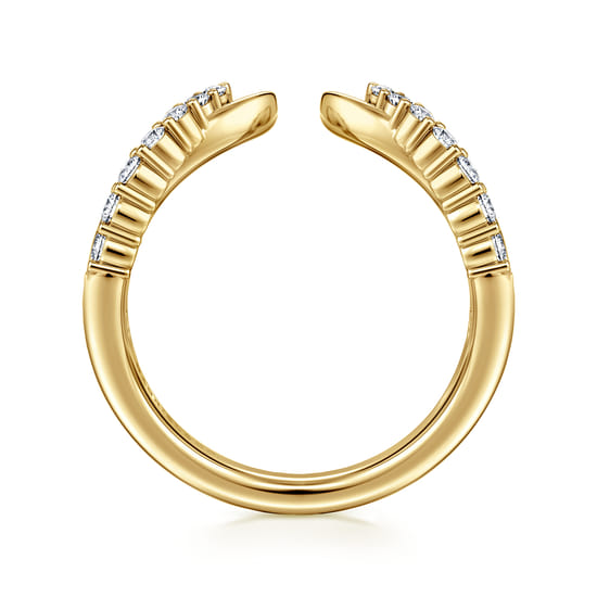 Curved 14K Yellow Gold Diamond Open Anniversary Band angle 2 Curved 14K Yellow Gold Diamond Open Anniversary Band angle 2