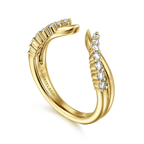 Curved 14K Yellow Gold Diamond Open Anniversary Band