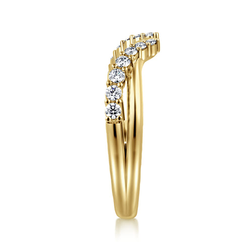 Curved 14K Yellow Gold Diamond Open Anniversary Band