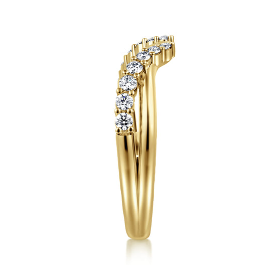Curved 14K Yellow Gold Diamond Open Anniversary Band angle 4 Curved 14K Yellow Gold Diamond Open Anniversary Band angle 4