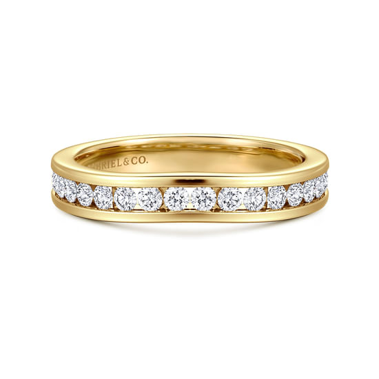 Gabriel - Curved 14K Yellow Gold Diamond Wedding Band