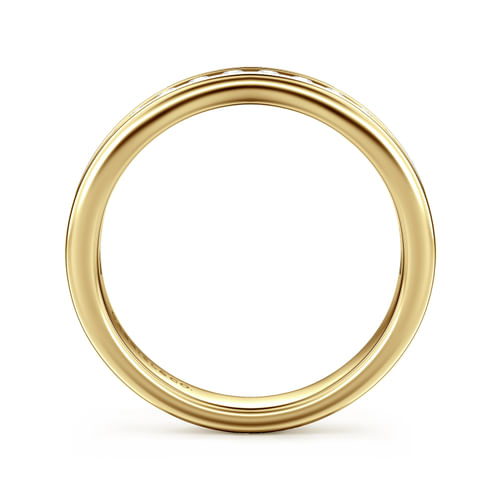 Curved 14K Yellow Gold Diamond Wedding Band